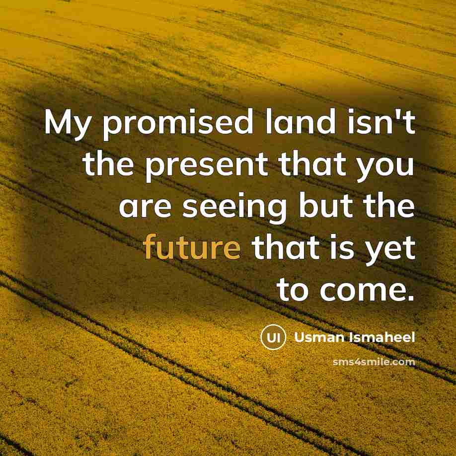 “My promised land isn't the present that you are seeing…” quote by Usman Ismaheel
