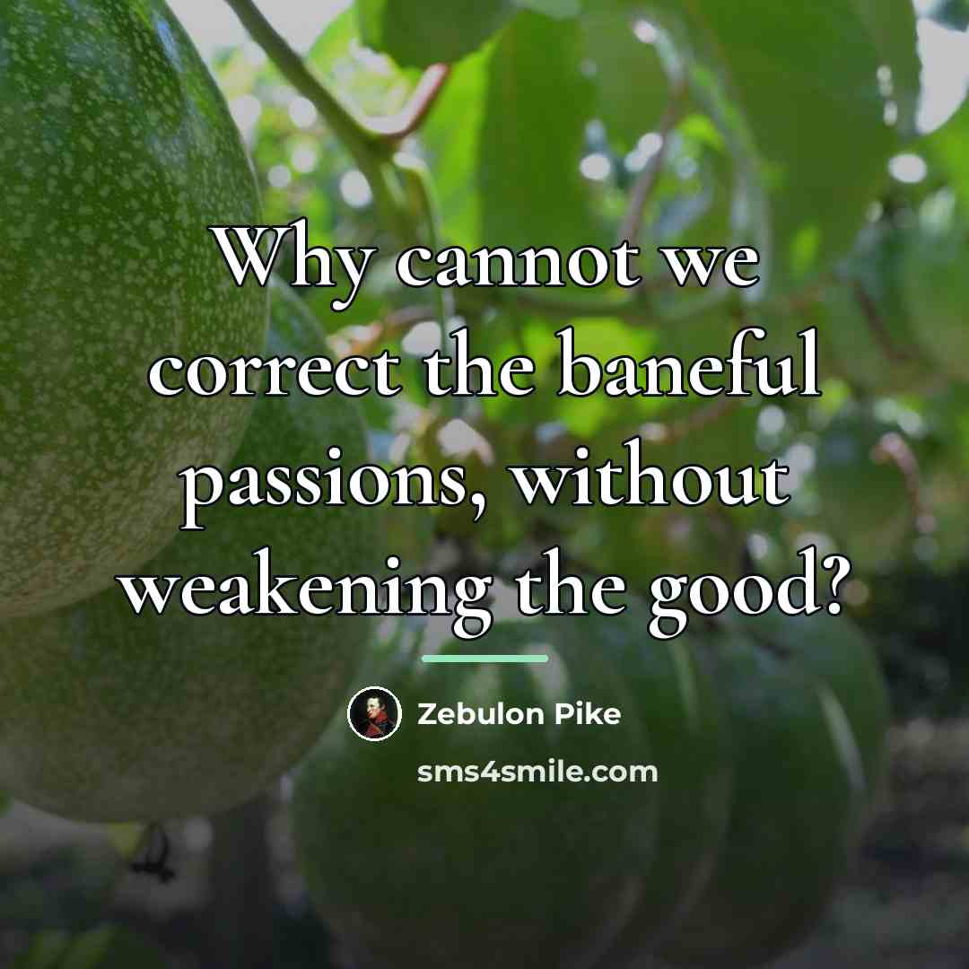 “Why cannot we correct the baneful passions, without weakening the…” quote by Zebulon Pike