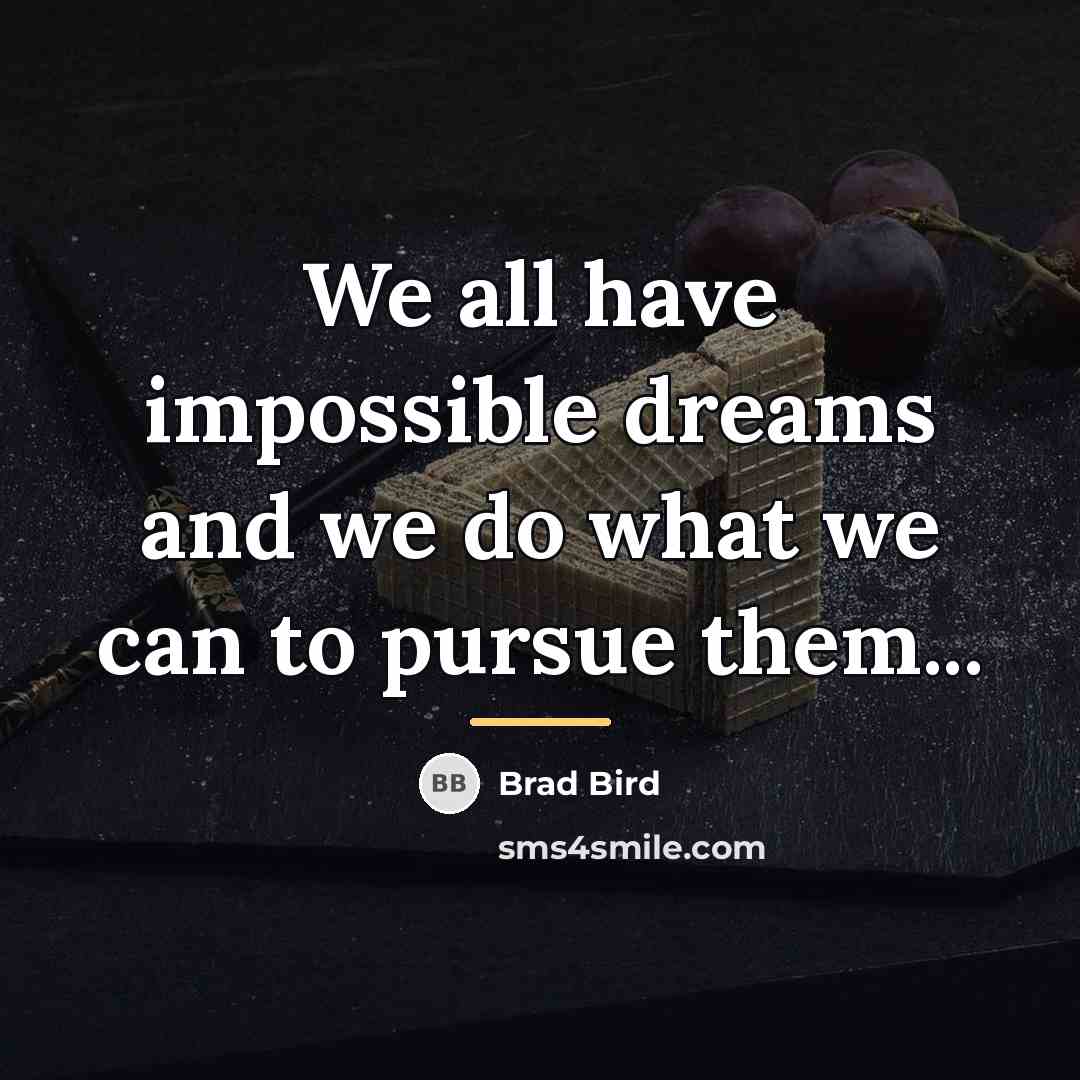 “We all have impossible dreams and we do what we…” quote by Brad Bird