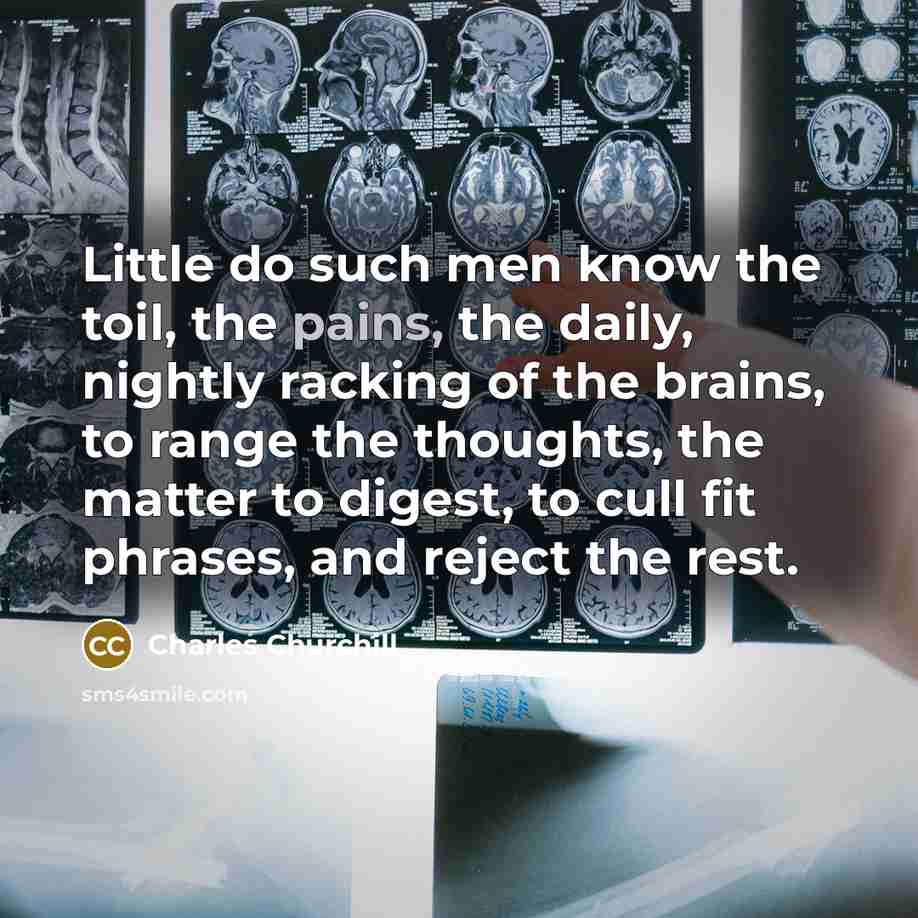“Little do such men know the toil, the pains, the…” quote by Charles Churchill