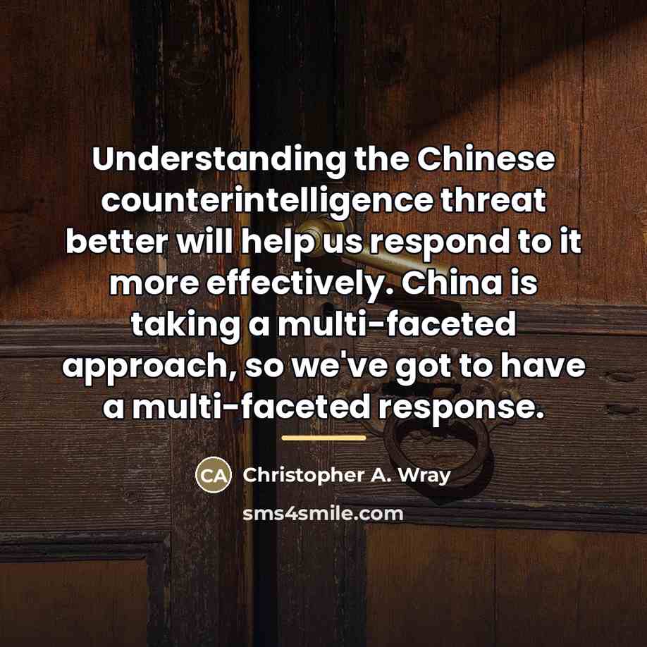 “Understanding the Chinese counterintelligence threat better will help us respond…” quote by Christopher A. Wray