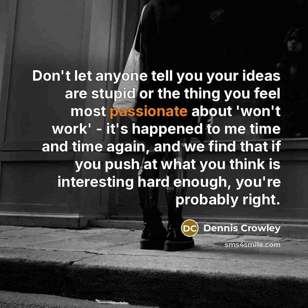“Don't let anyone tell you your ideas are stupid or…” quote by Dennis Crowley