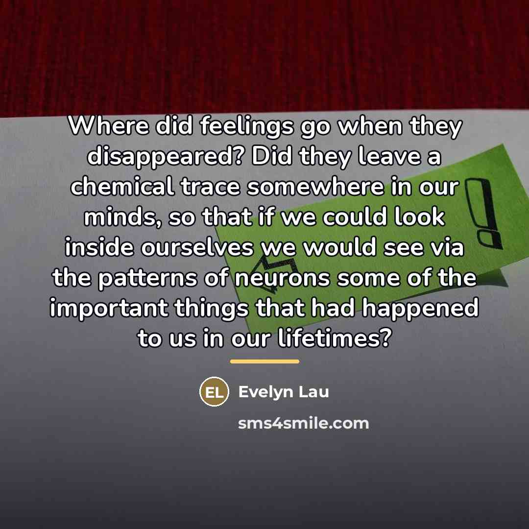 “Where did feelings go when they disappeared? Did they leave…” quote by Evelyn Lau