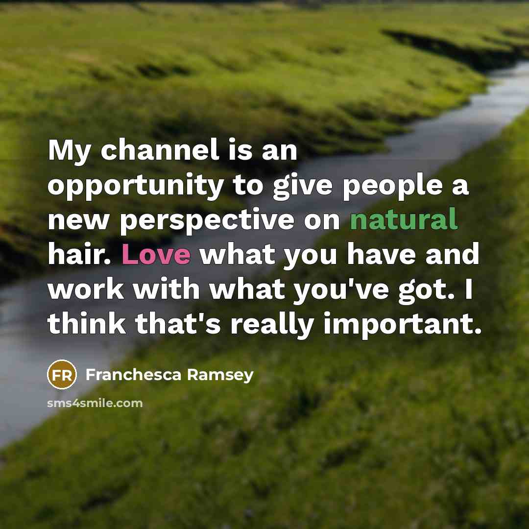 “My channel is an opportunity to give people a new perspective on natural hair. Love what you have and work with what you've got. I think that's really important.” quote by Franchesca Ramsey