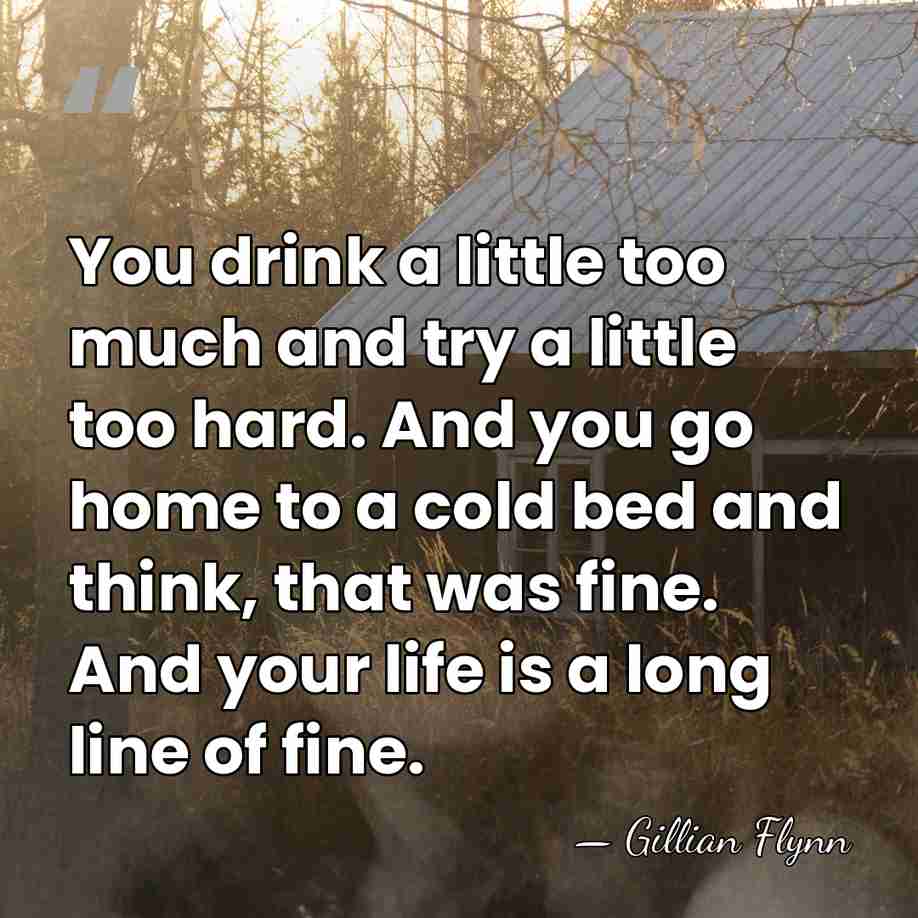 You drink a little too much and try a little too hard.&hellip; - Gillian Flynn