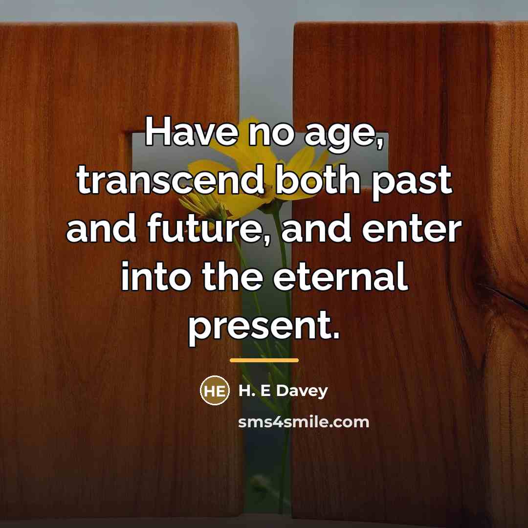 “Have no age, transcend both past and future, and enter…” quote by H. E Davey