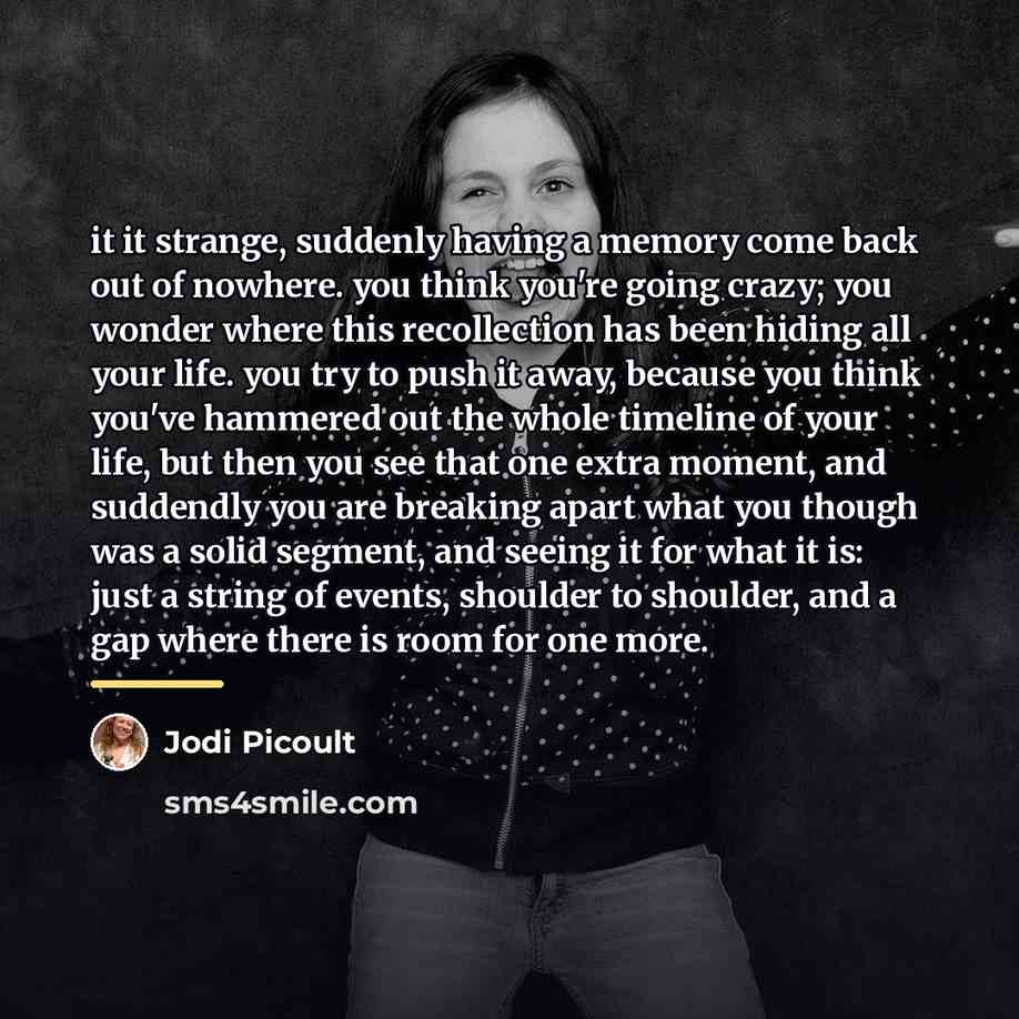 “it it strange, suddenly having a memory come back out…” quote by Jodi Picoult