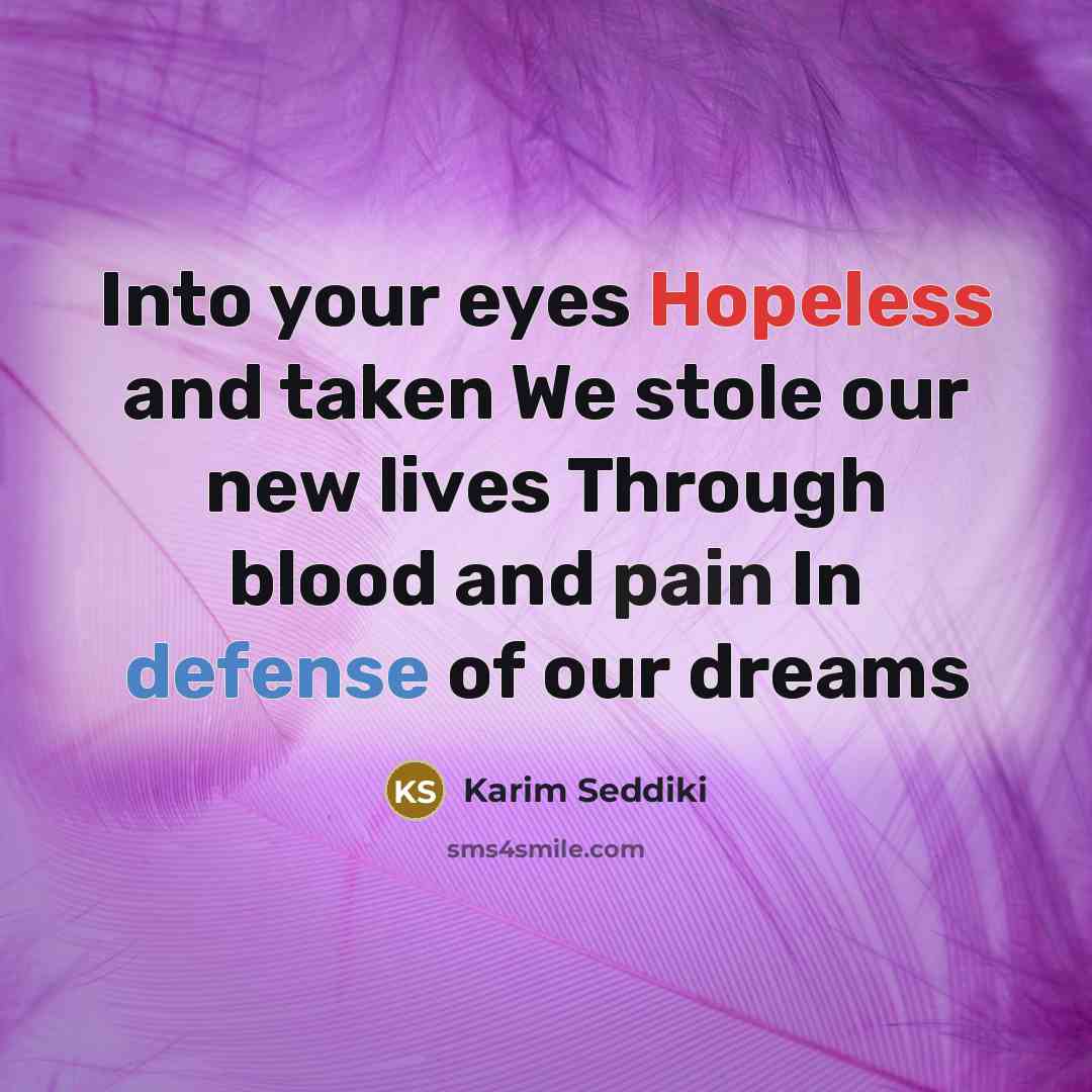 “Into your eyes Hopeless and taken We stole our new…” quote by Karim Seddiki