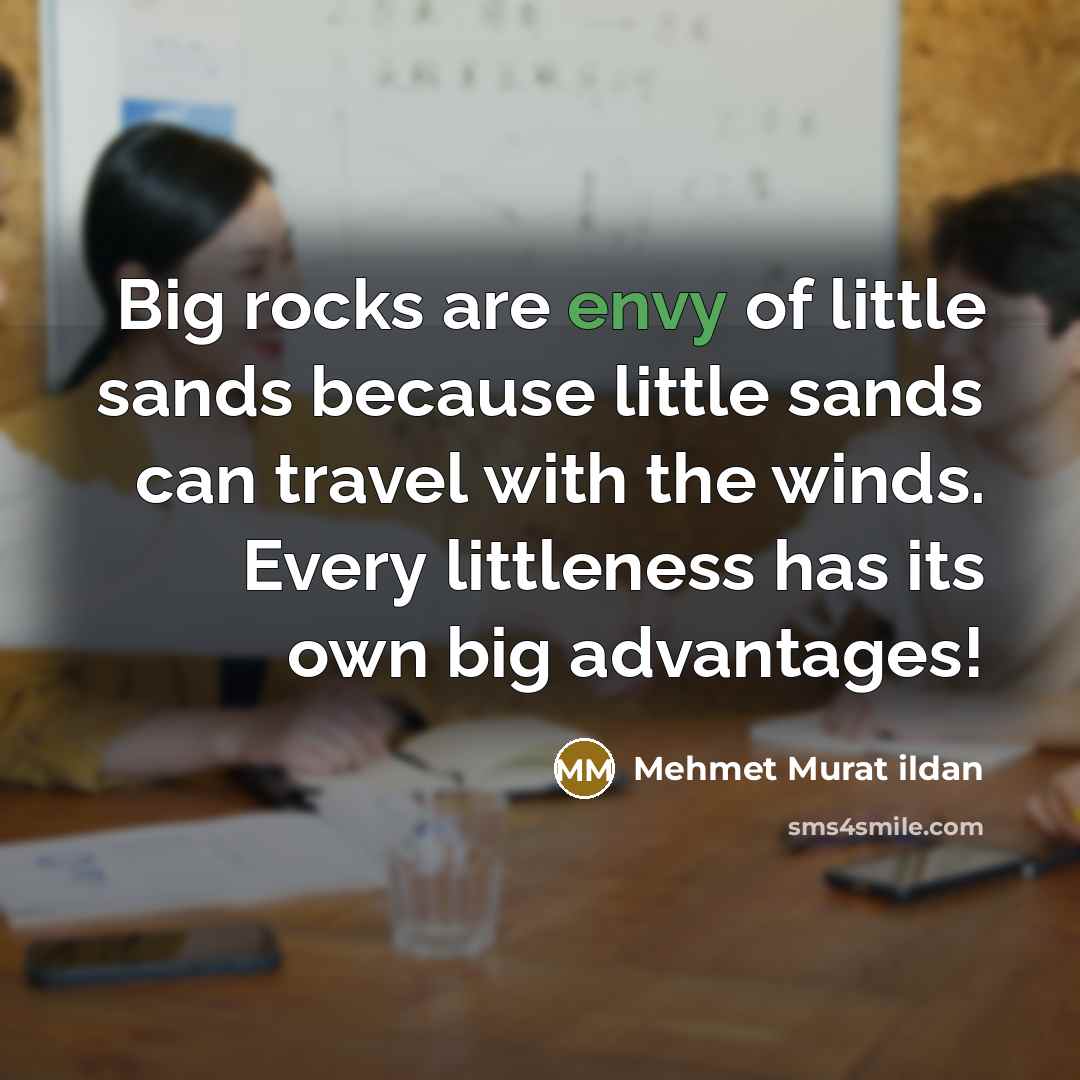 “Big rocks are envy of little sands because little sands…” quote by Mehmet Murat Ildan