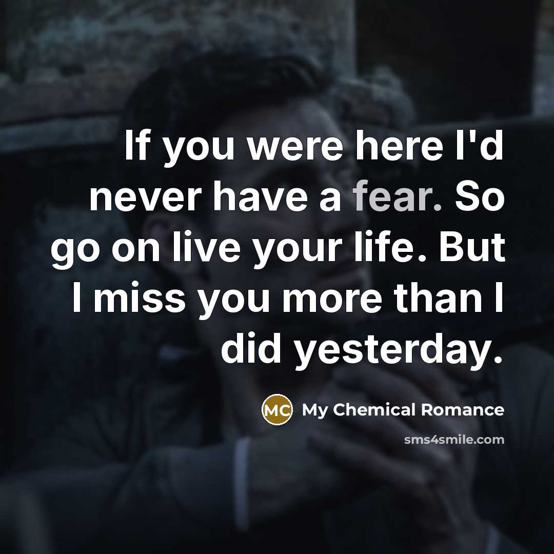 “If you were here I'd never have a fear. So…” quote by My Chemical Romance