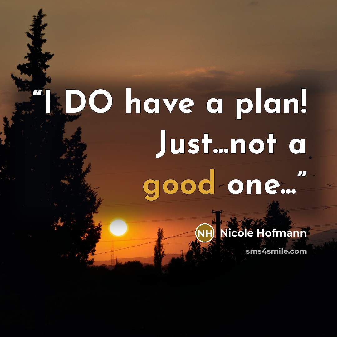 “I DO have a plan! Just...not a good one...” quote by Nicole Hofmann