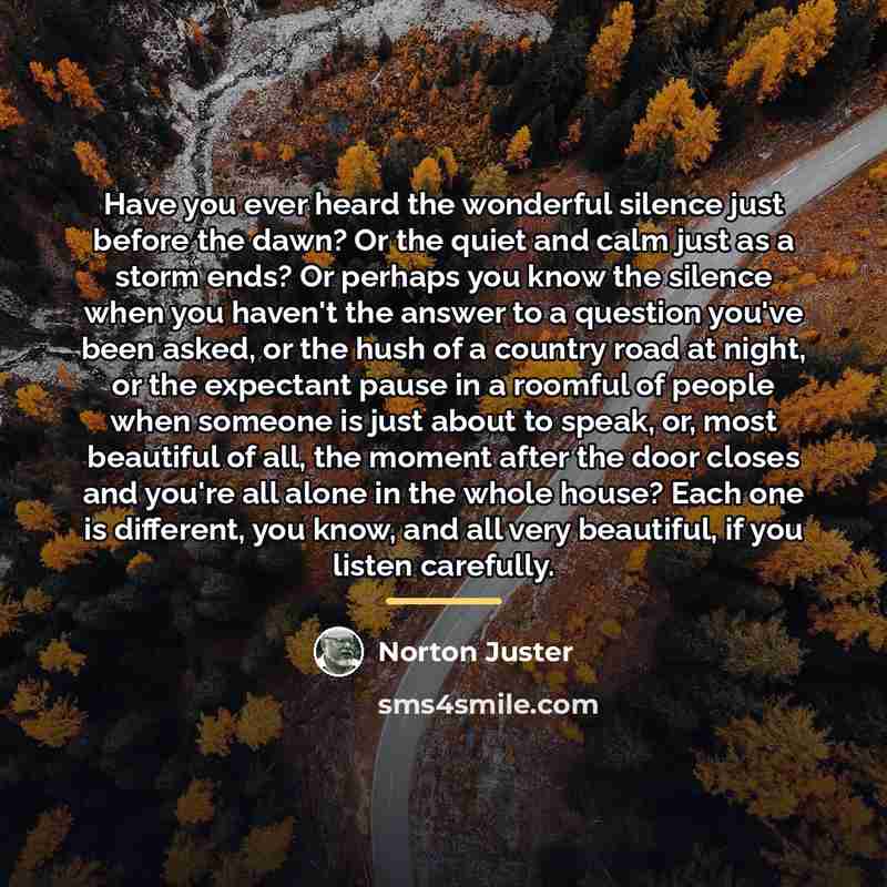 “Have you ever heard the wonderful silence just before the…” quote by Norton Juster