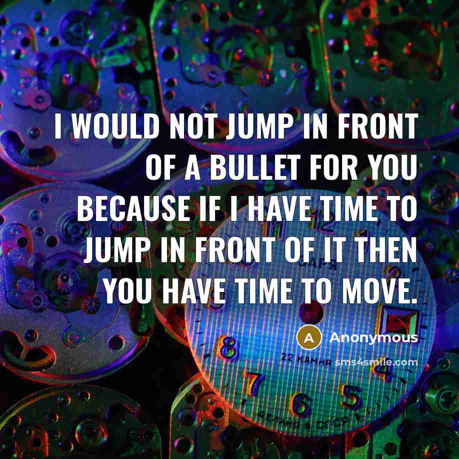 “I would not jump in front of a bullet for…” quote by Anonymous