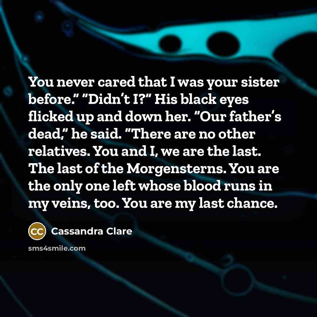 “You never cared that I was your sister before.” “Didn’t…” quote by Cassandra Clare