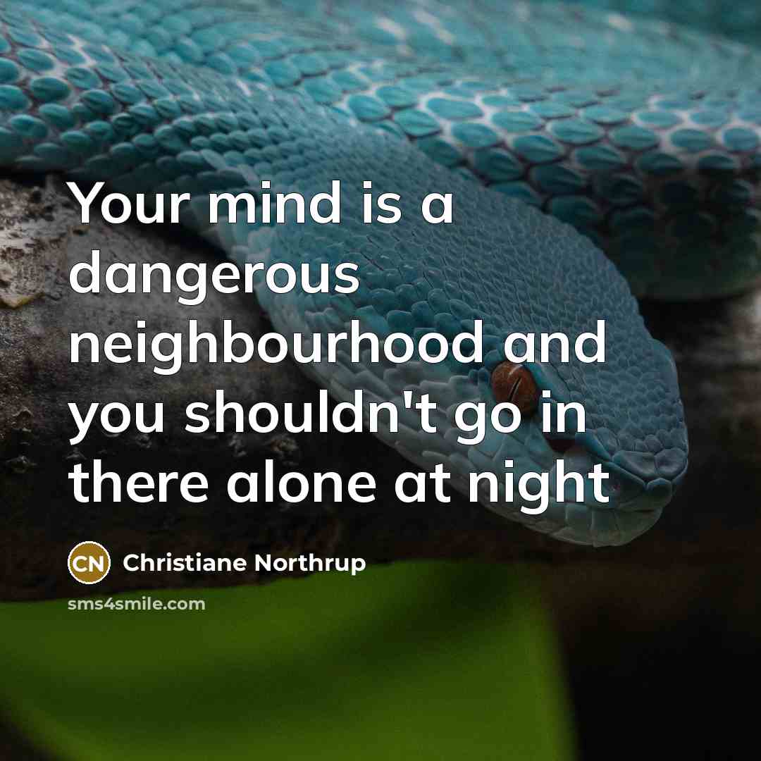 “Your mind is a dangerous neighbourhood and you shouldn't go…” quote by Christiane Northrup