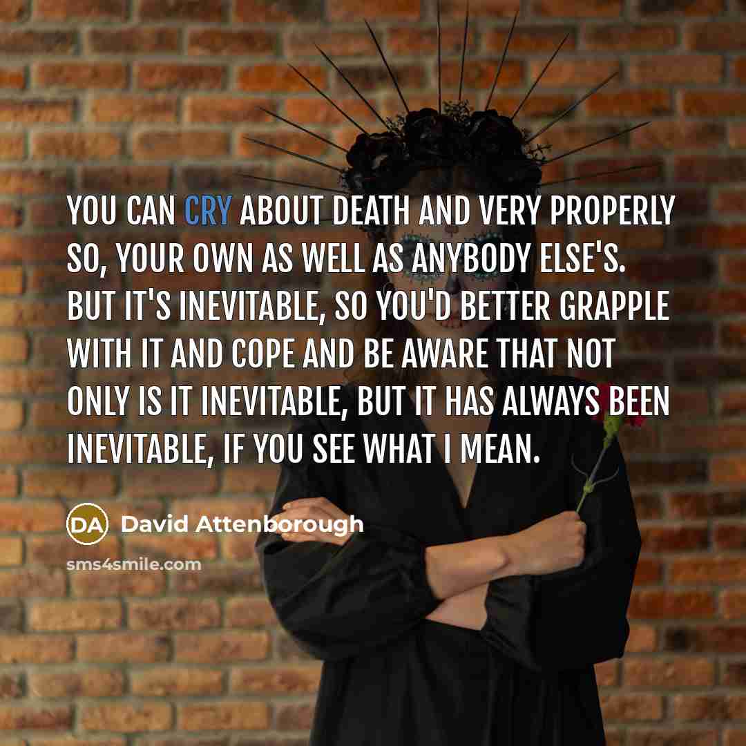 “You can cry about death and very properly so, your…” quote by David Attenborough