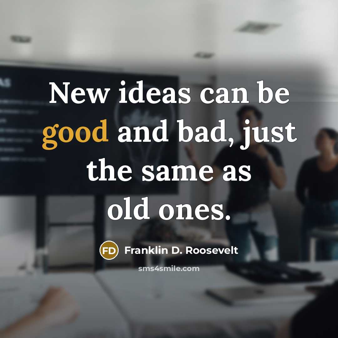 “New ideas can be good and bad, just the same…” quote by Franklin D. Roosevelt