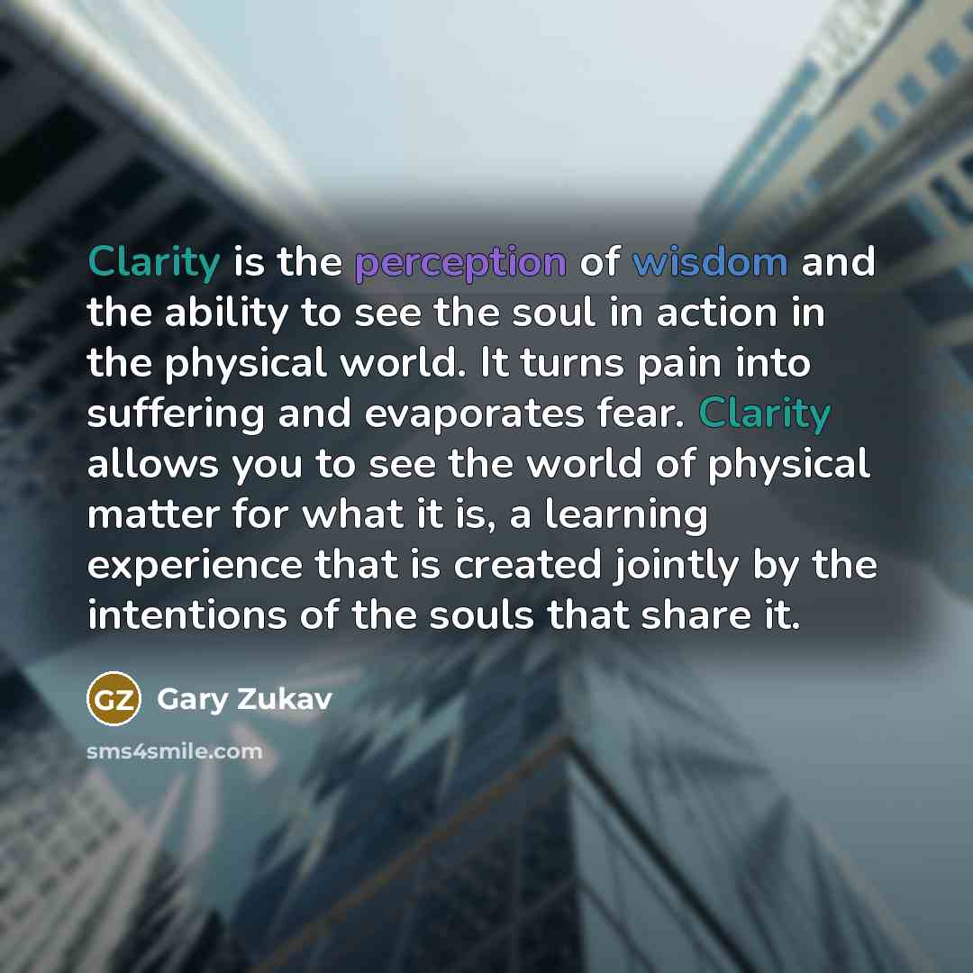 “Clarity is the perception of wisdom and the ability to…” quote by Gary Zukav