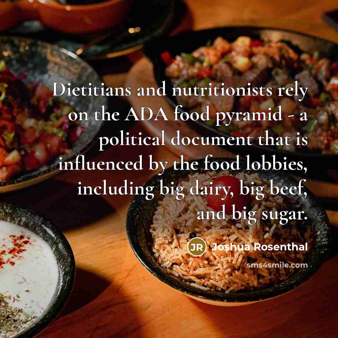 “Dietitians and nutritionists rely on the ADA food pyramid -…” quote by Joshua Rosenthal