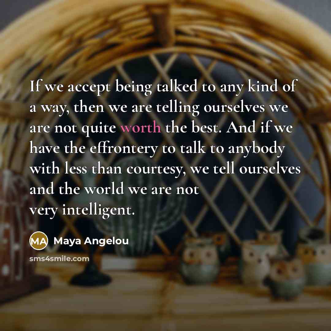 “If we accept being talked to any kind of a…” quote by Maya Angelou