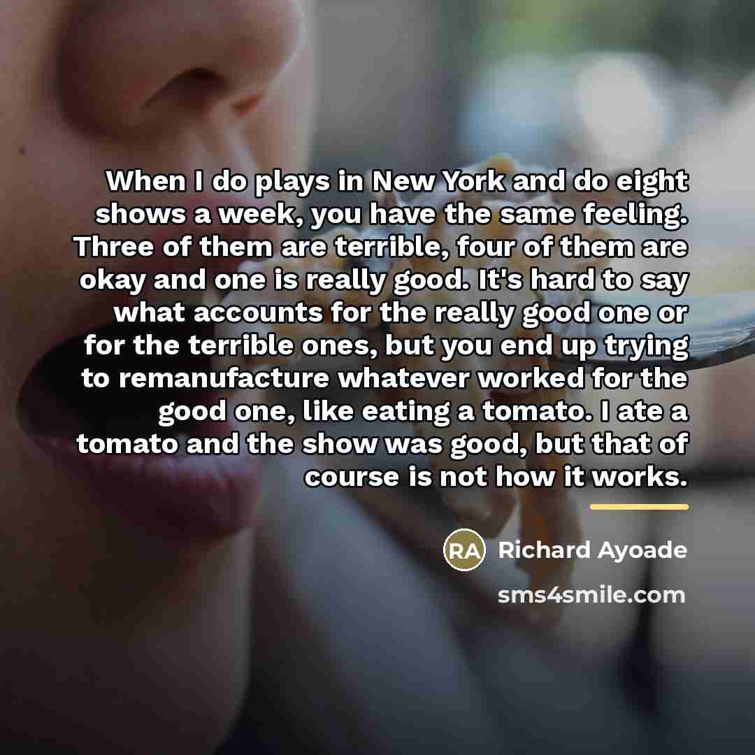 “When I do plays in New York and do eight…” quote by Richard Ayoade