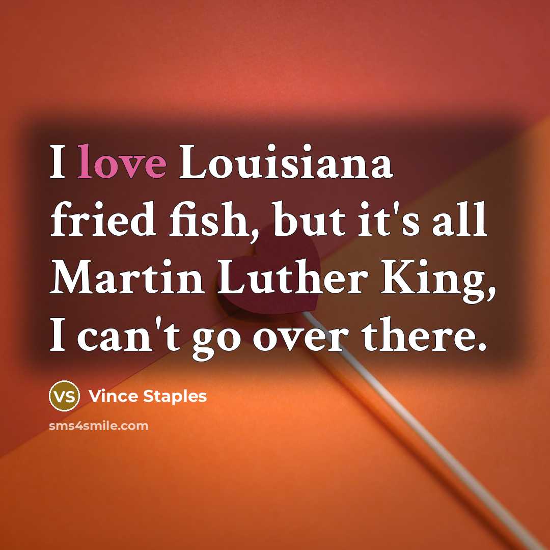 “I love Louisiana fried fish, but it's all Martin Luther…” quote by Vince Staples