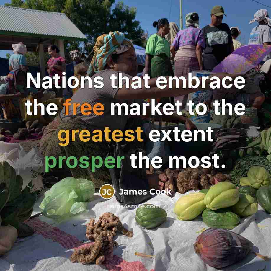 “Nations that embrace the free market to the greatest extent…” quote by James Cook