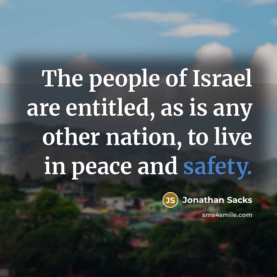 “The people of Israel are entitled, as is any other…” quote by Jonathan Sacks
