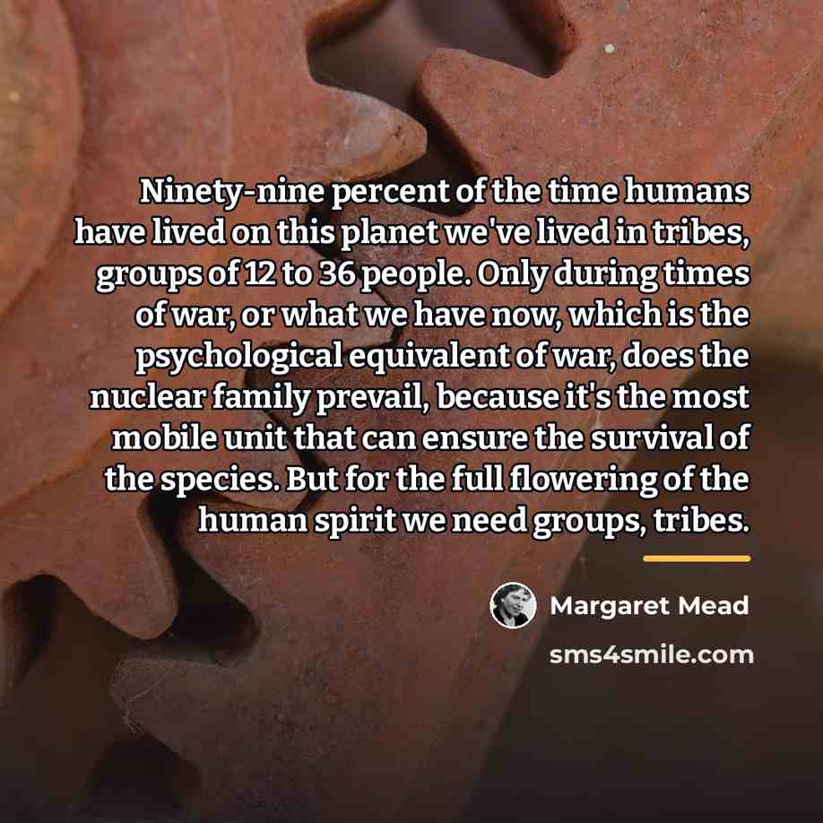 “Ninety-nine percent of the time humans have lived on this…” quote by Margaret Mead