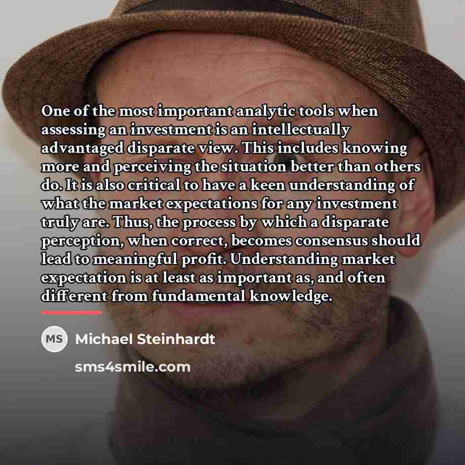 “One of the most important analytic tools when assessing an…” quote by Michael Steinhardt
