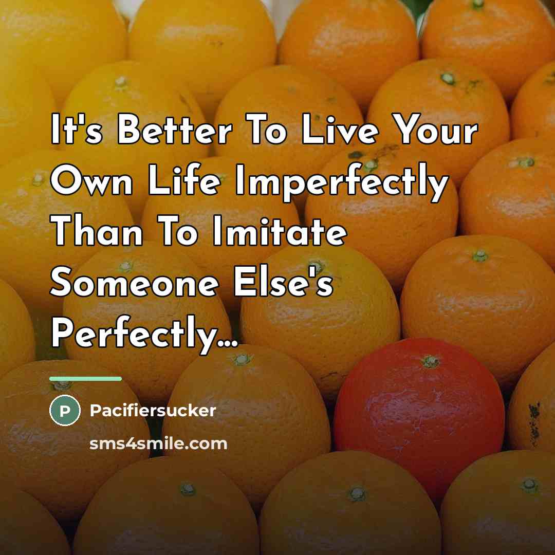 “It's Better To Live Your Own Life Imperfectly Than To…” quote by Pacifiersucker