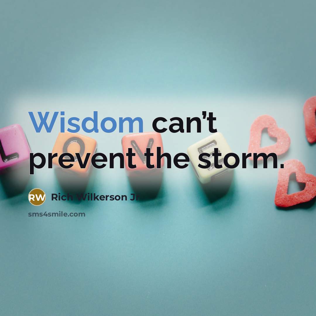 “Wisdom can’t prevent the storm.…” quote by Rich Wilkerson Jr