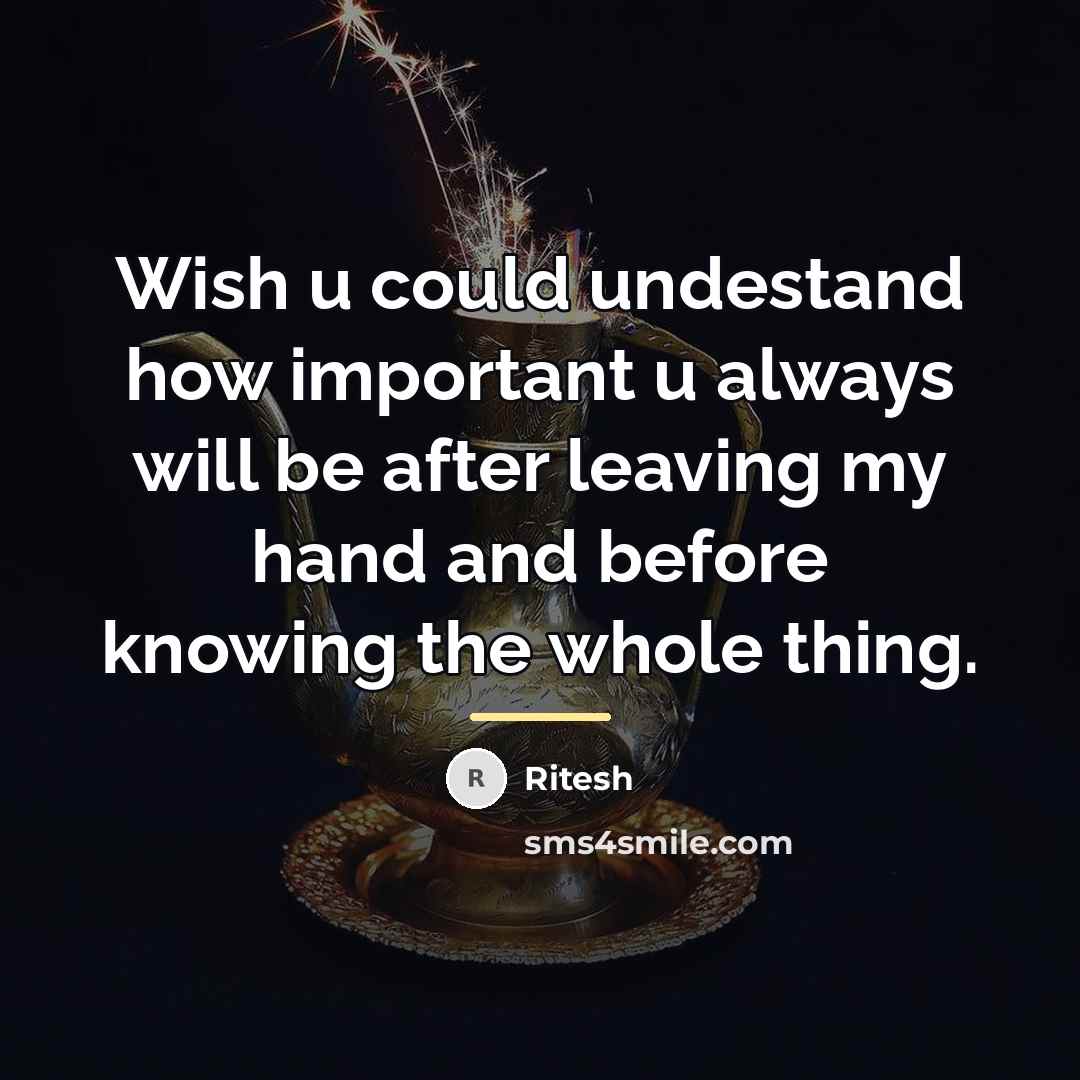 “Wish u could undestand how important u always will be…” quote by Ritesh