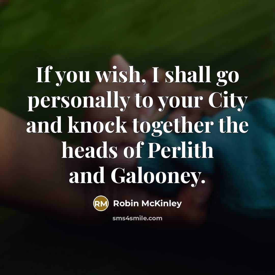 “If you wish, I shall go personally to your City…” quote by Robin McKinley