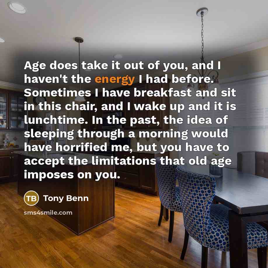 “Age does take it out of you, and I haven't…” quote by Tony Benn