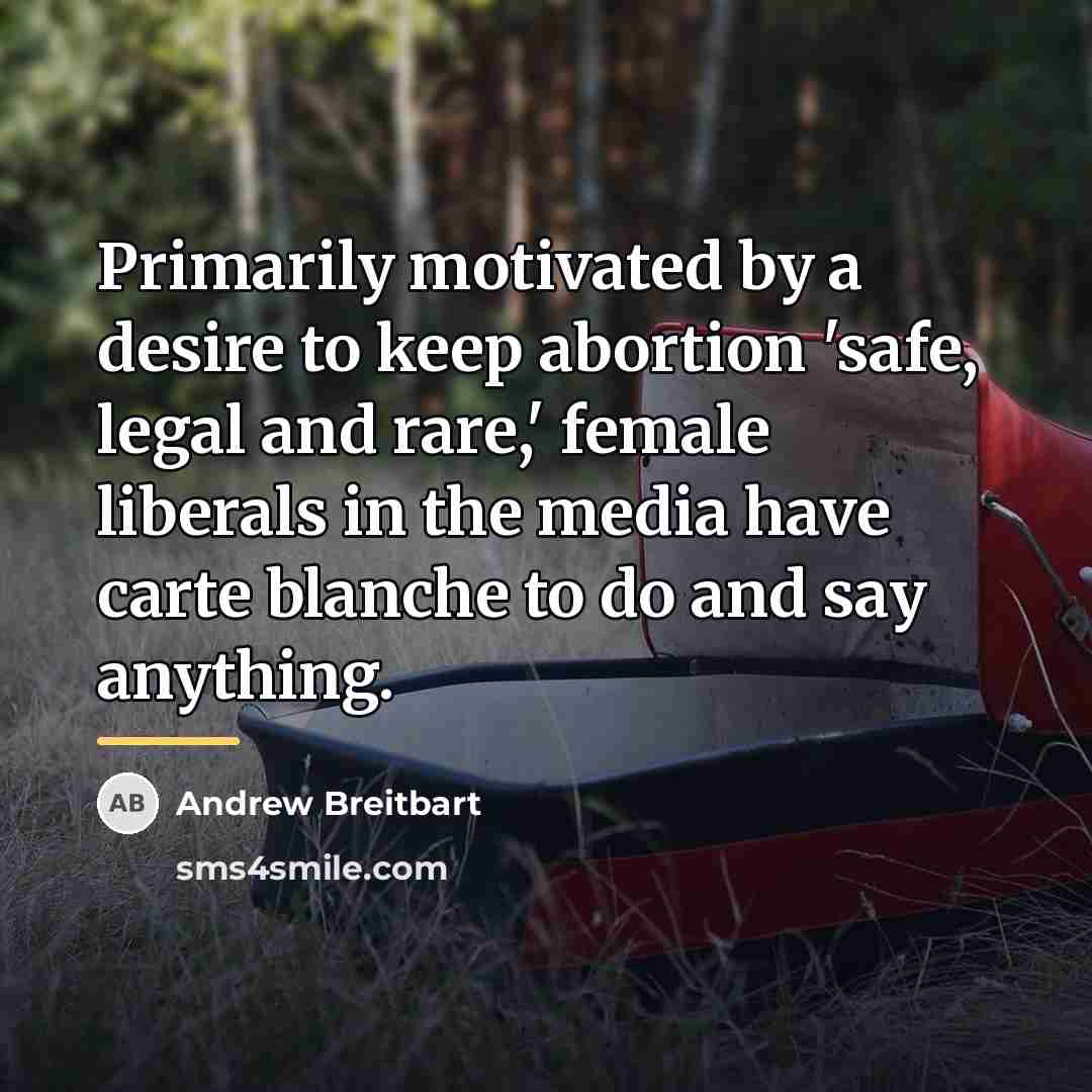“Primarily motivated by a desire to keep abortion 'safe, legal…” quote by Andrew Breitbart