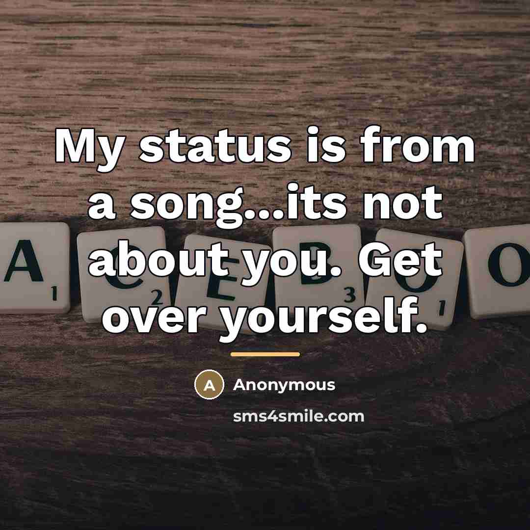 “My status is from a song...its not about you. Get…” quote by Anonymous