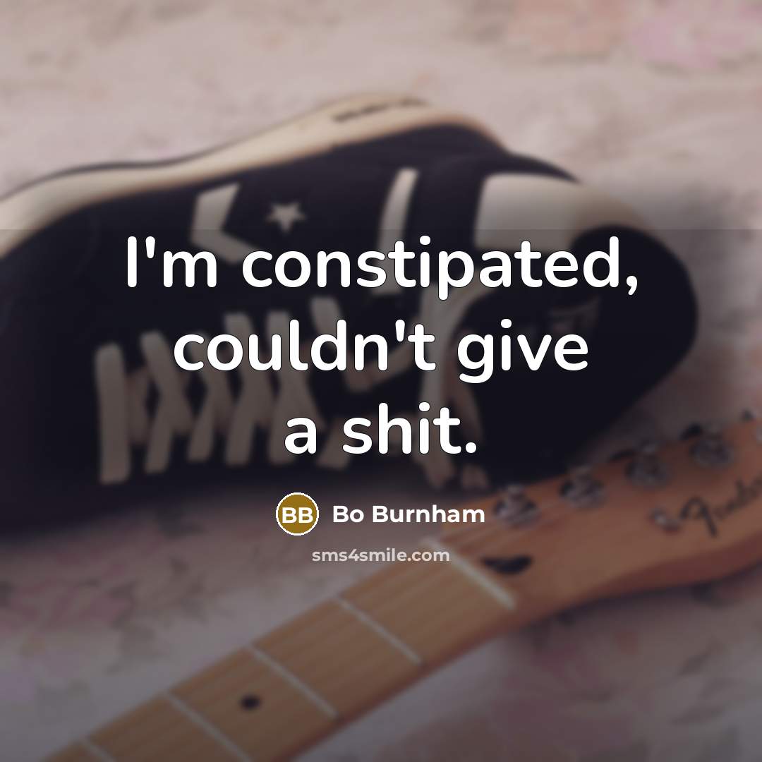 “I'm constipated, couldn't give a shit.…” quote by Bo Burnham