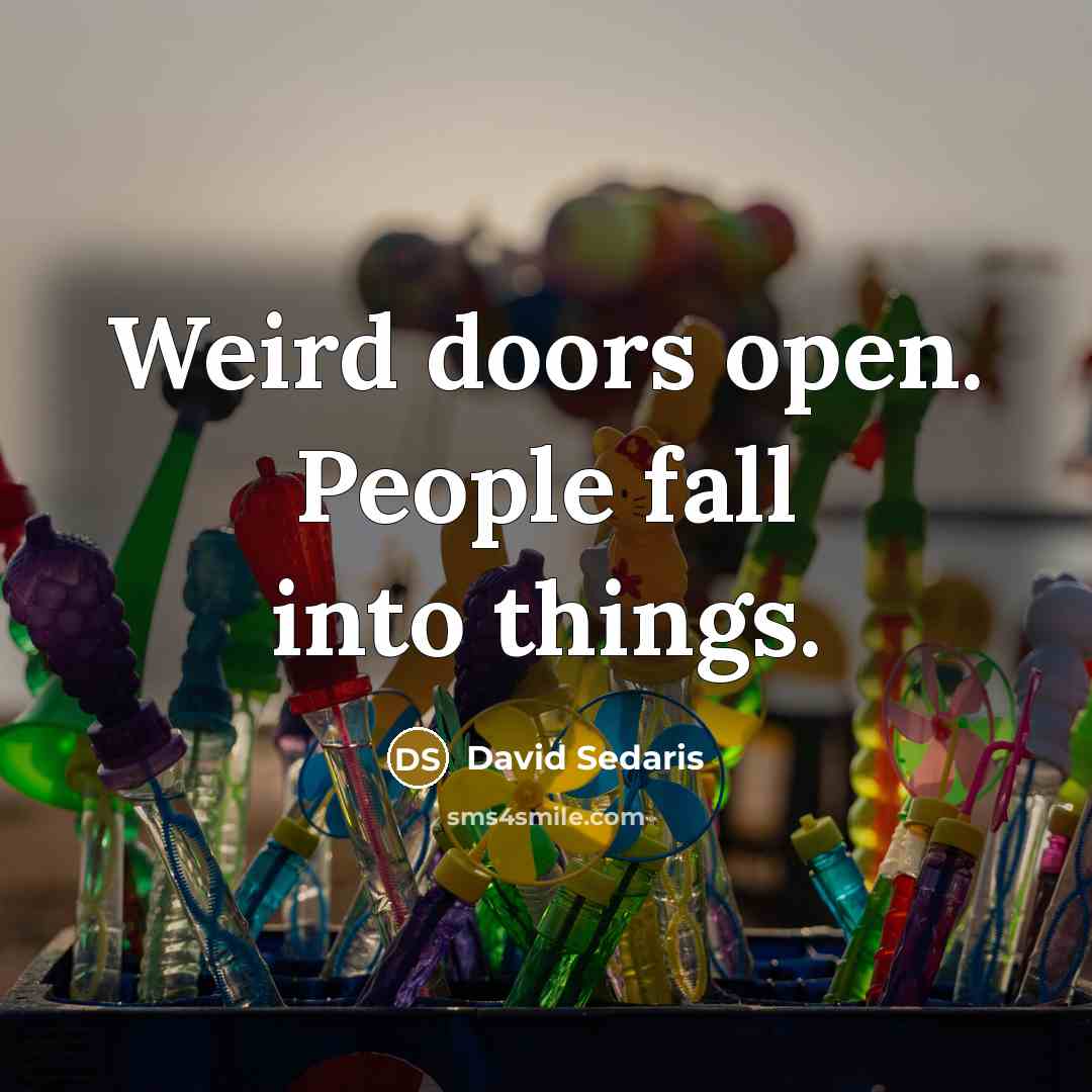 “Weird doors open. People fall into things.…” quote by David Sedaris
