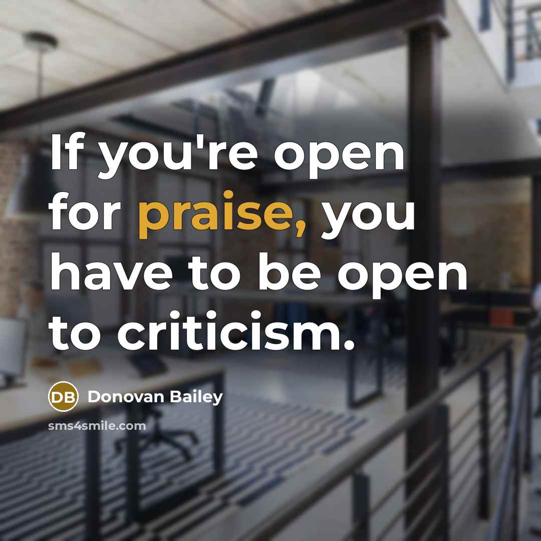 “If you're open for praise, you have to be open…” quote by Donovan Bailey