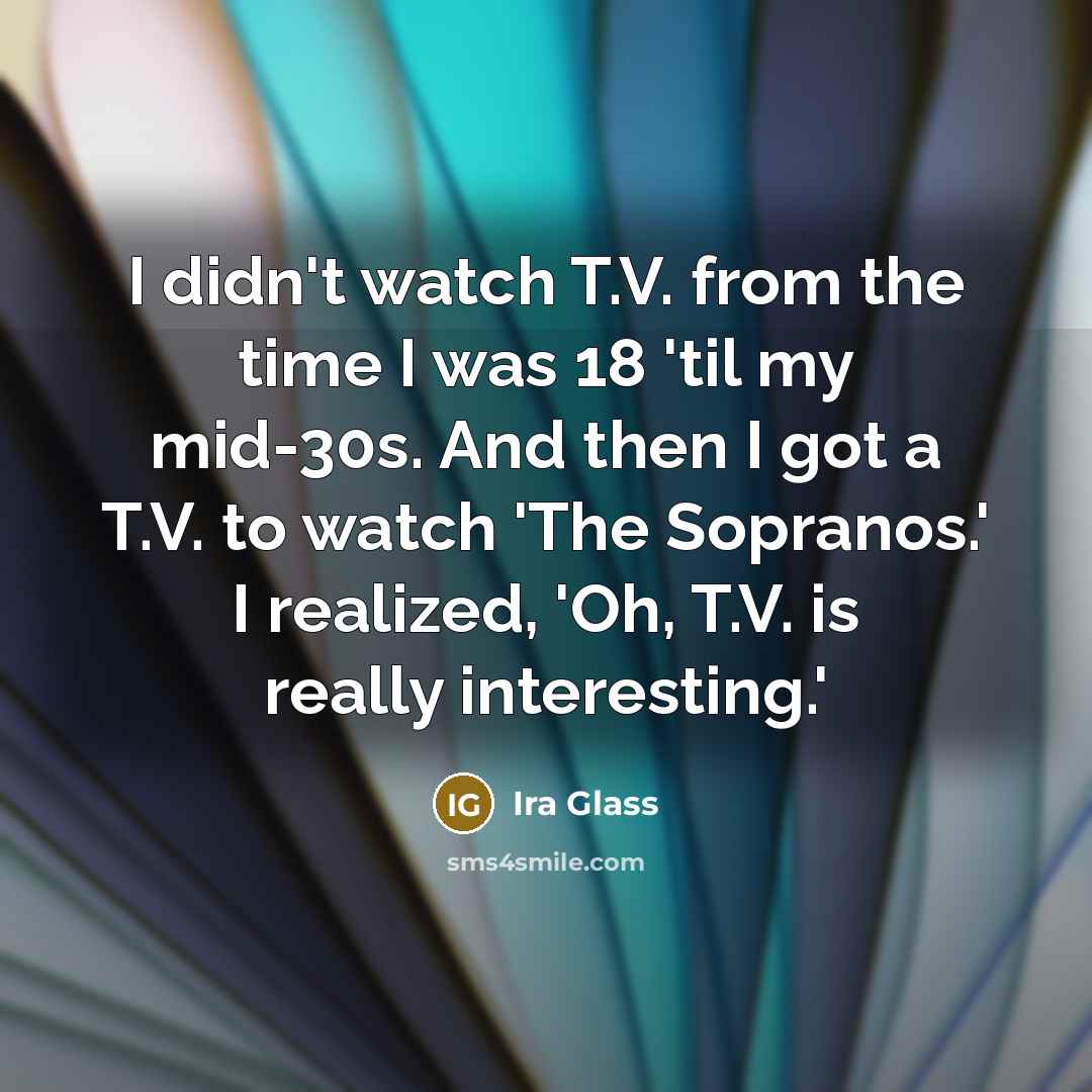 “I didn't watch T.V. from the time I was 18…” quote by Ira Glass