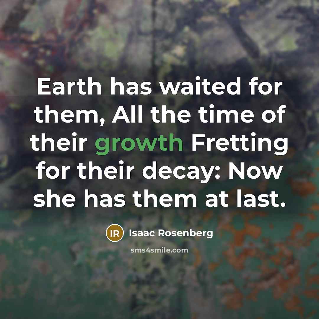 “Earth has waited for them, All the time of their…” quote by Isaac Rosenberg