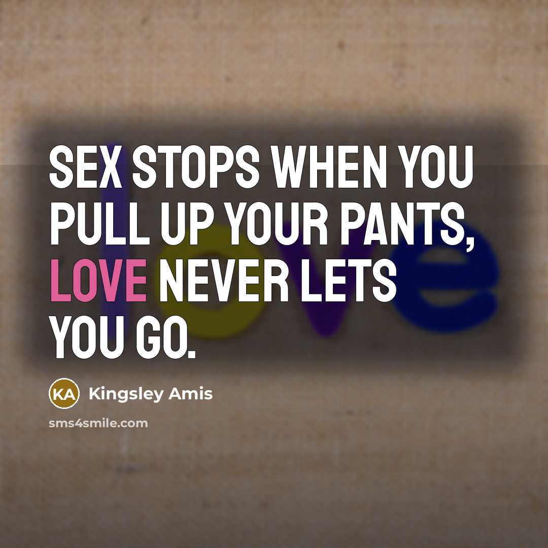 “Sex stops when you pull up your pants, Love never…” quote by Kingsley Amis