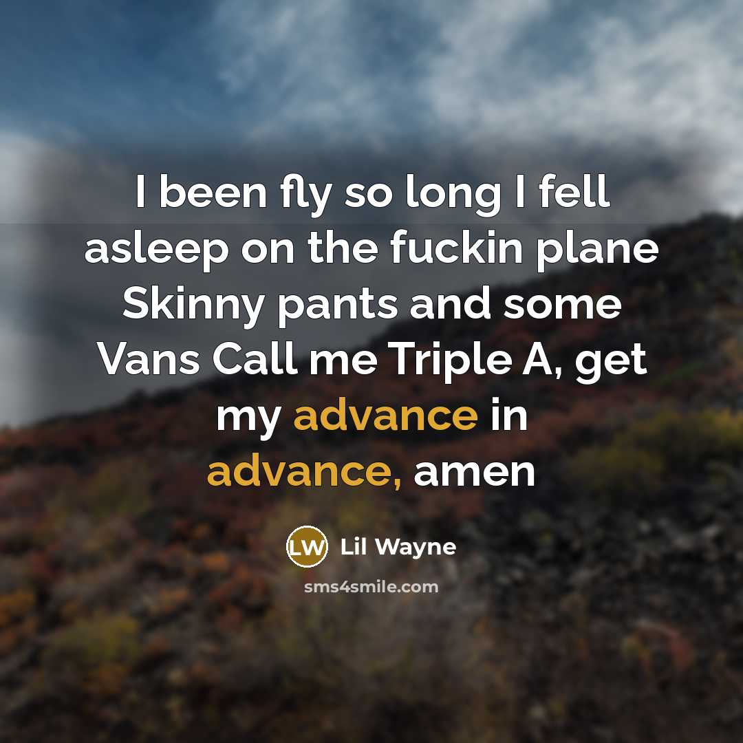 “I been fly so long I fell asleep on the…” quote by Lil Wayne