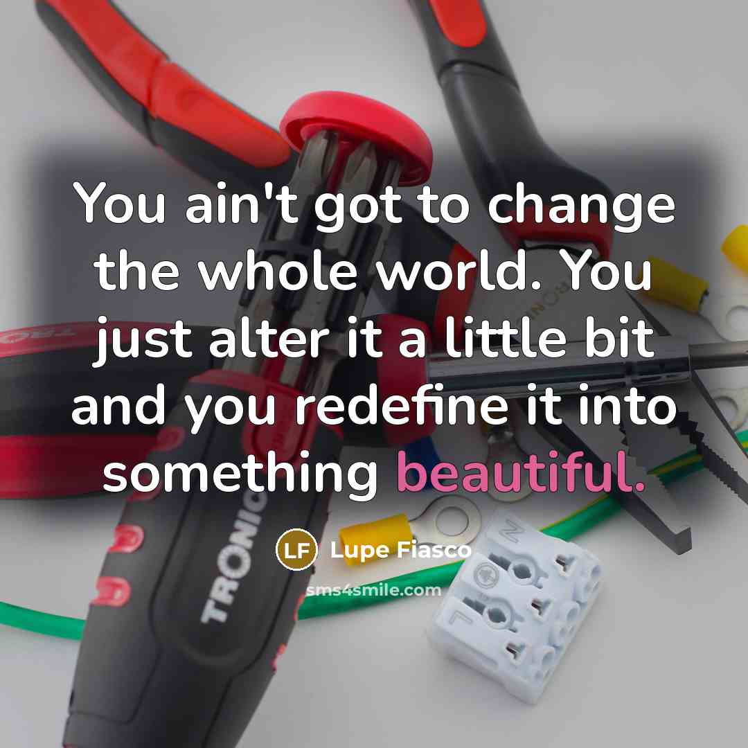 “You ain't got to change the whole world. You just…” quote by Lupe Fiasco