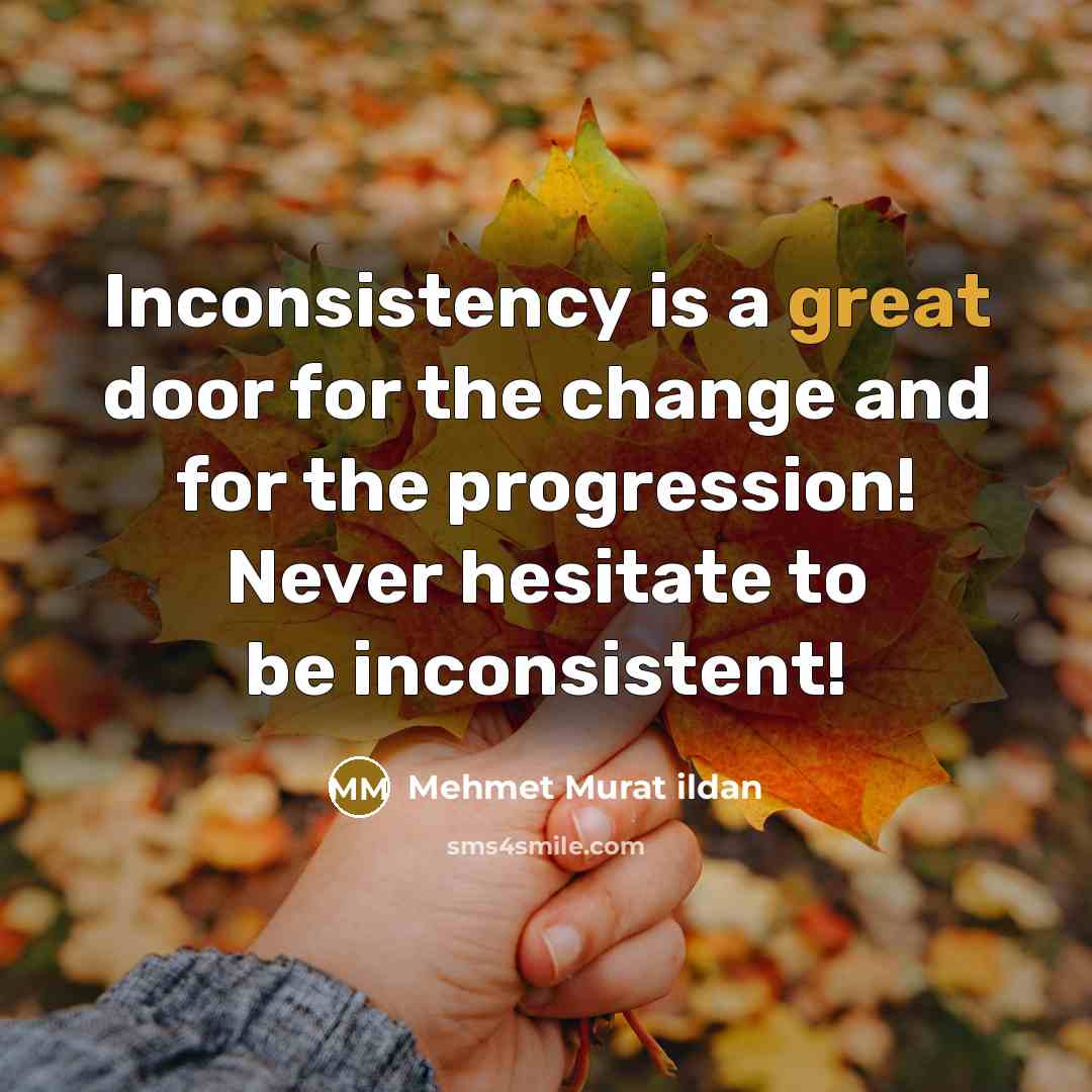 “Inconsistency is a great door for the change and for…” quote by Mehmet Murat Ildan