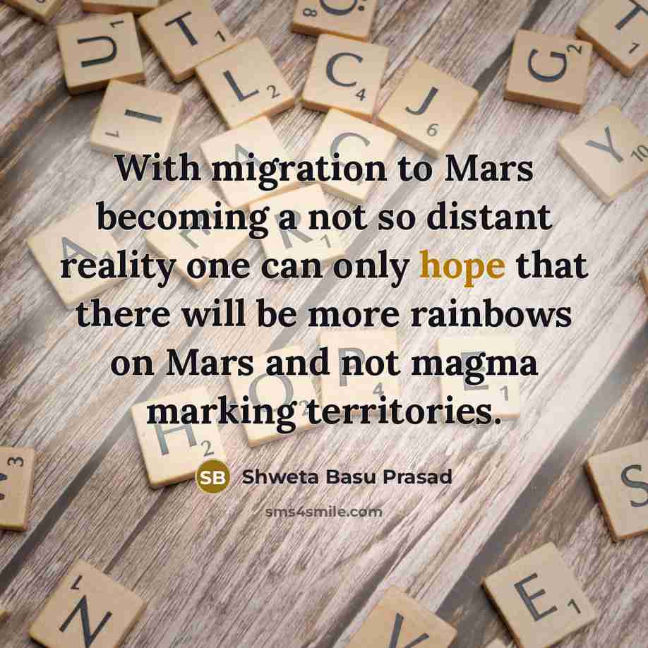 “With migration to Mars becoming a not so distant reality…” quote by Shweta Basu Prasad