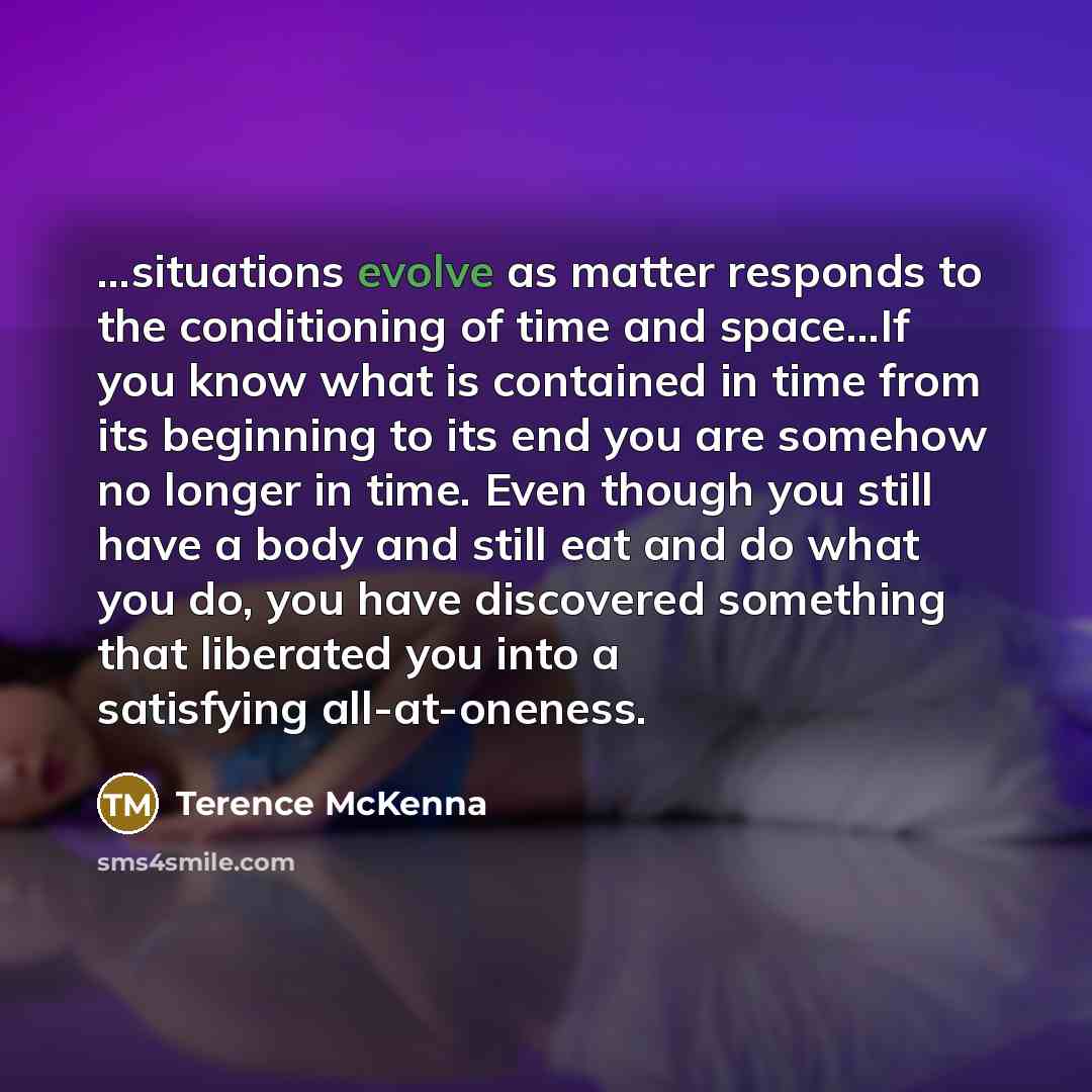 “...situations evolve as matter responds to the conditioning of time…” quote by Terence McKenna