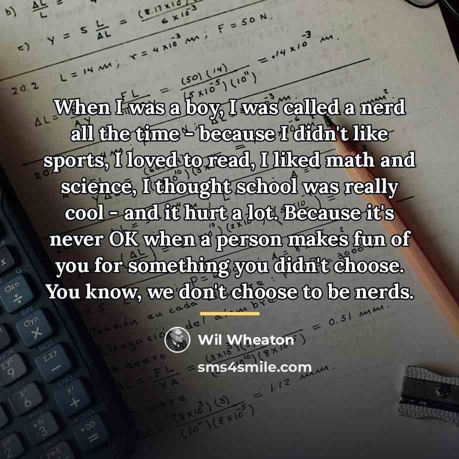 “When I was a boy, I was called a nerd…” quote by Wil Wheaton