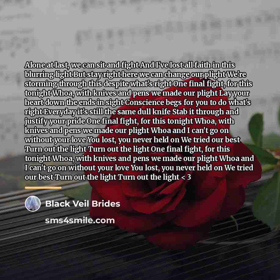“Alone at last, we can sit and fight And I've…” quote by Black Veil Brides